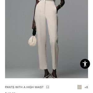 Zara Cream High-Waist Trousers PANTS WITH A HIGH WAIST